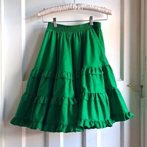 Vintage 1970s Size XS/S Square Dancing Skirt Kelly Green full volume knee length